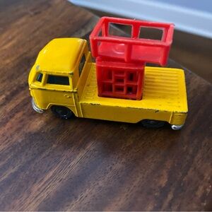 Vintage Husky Volkswagen Pickup Yellow W/Red Platform